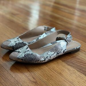 Metallic Snakeskin Leather Slingback Flats | VIONIC | 8.5